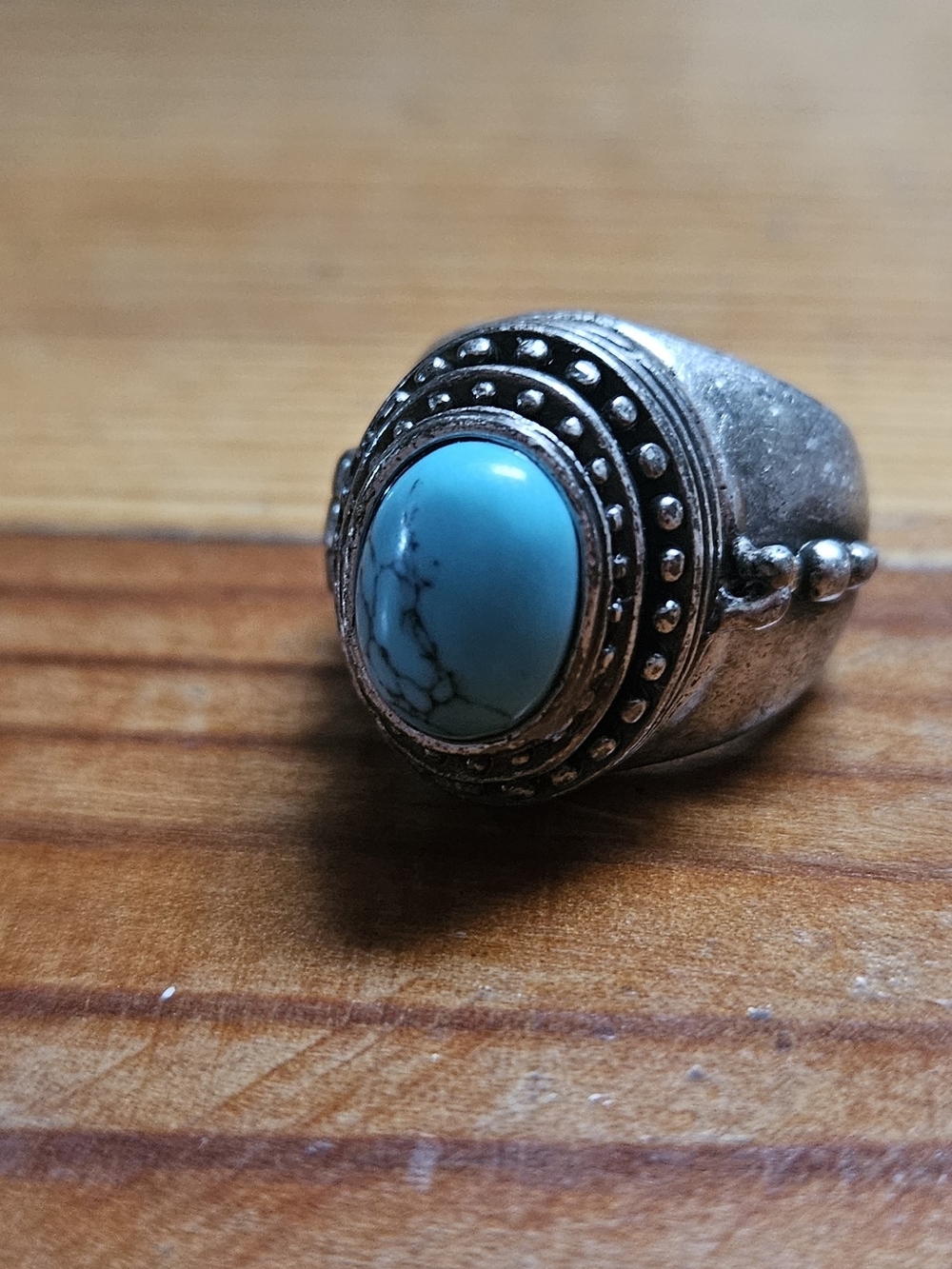 Turquoise Stone Sterling-Style Statement Ring